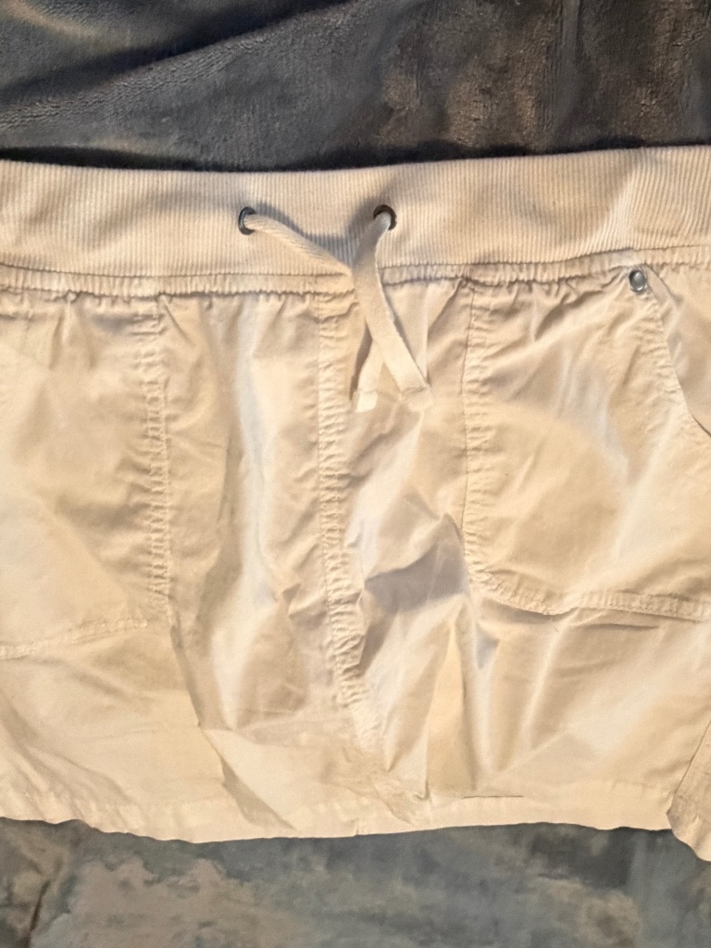 d.a.s.h Women's Large White Cargo Skort Built-In Shorts Drawstring